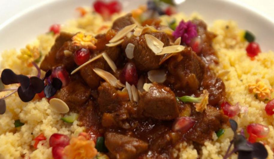 Рецепт ягненок с кускусом, зернами граната и миндалем