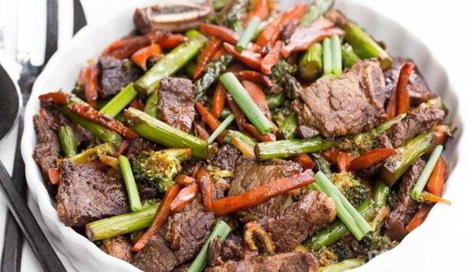 Рецепт жареное мясо с овощами