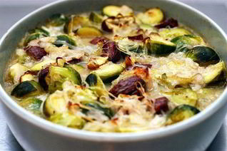 Брюссельская капуста и каштаны в соусе из коричневого масла