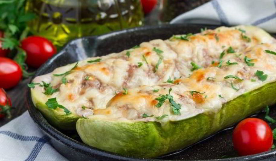 Рецепт фаршированные кабачки с чесноком и зеленью в духовке