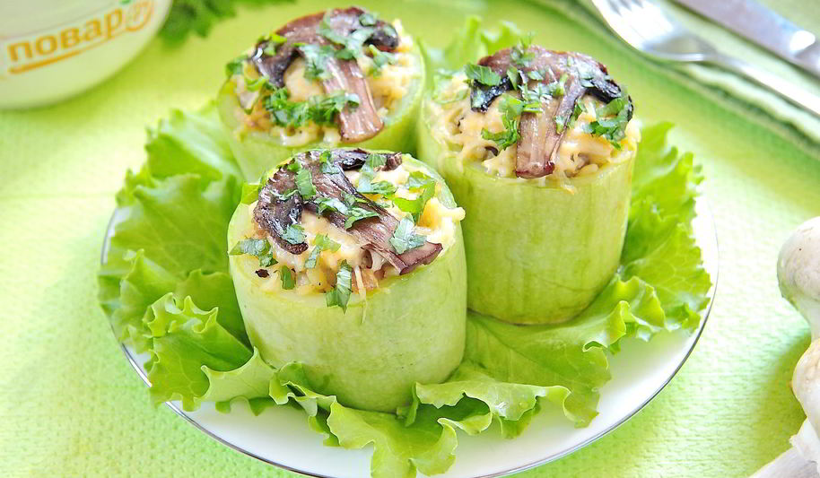 Рецепт кабачки, фаршированные булгуром и грибами