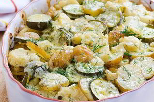 Кабачки, запеченные с яйцом и сыром