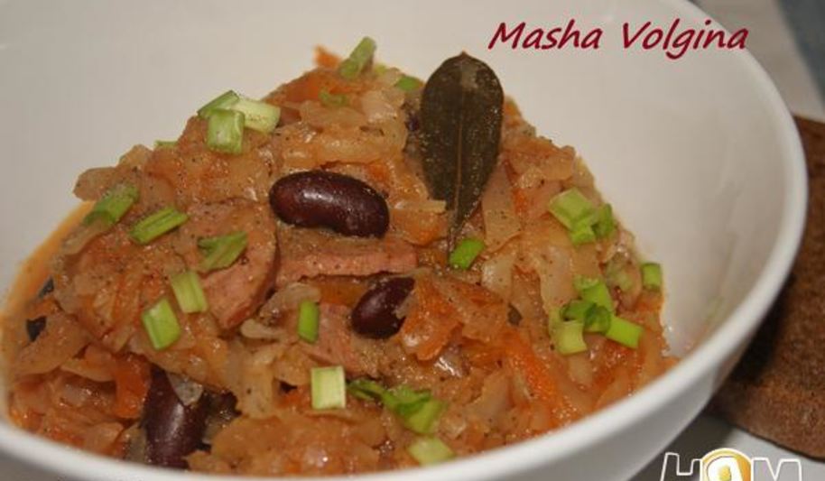 Рецепт капуста тушеная с фасолью и сардельками