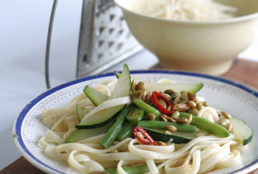 Лингвини с цукини и стручковой фасолью