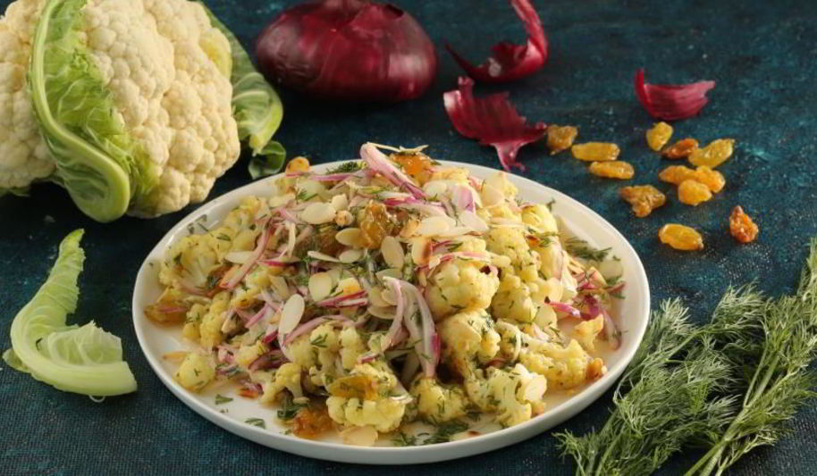 Рецепт цветная капуста, миндаль и изюм