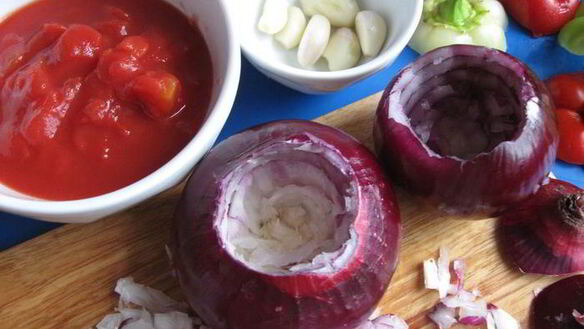 ШАГ 3. запеченные овощи, фаршированные мясом и каперсами