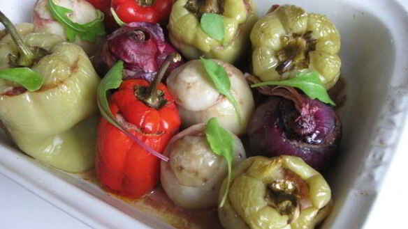 ШАГ 10. запеченные овощи, фаршированные мясом и каперсами