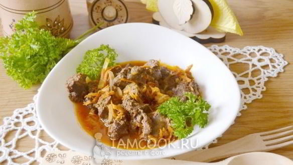 ШАГ 11. говяжья печень тушеная в соусе в мультиварке