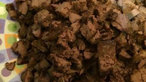 ШАГ 5. кучмачи — печень и сердце курицы с орехами