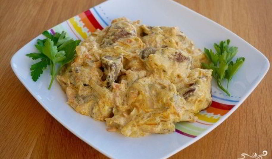 Рецепт куриная печень под соусом