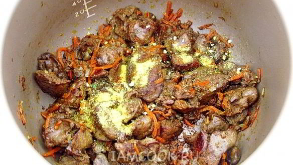 ШАГ 10. куриная печень с гречкой в мультиварке