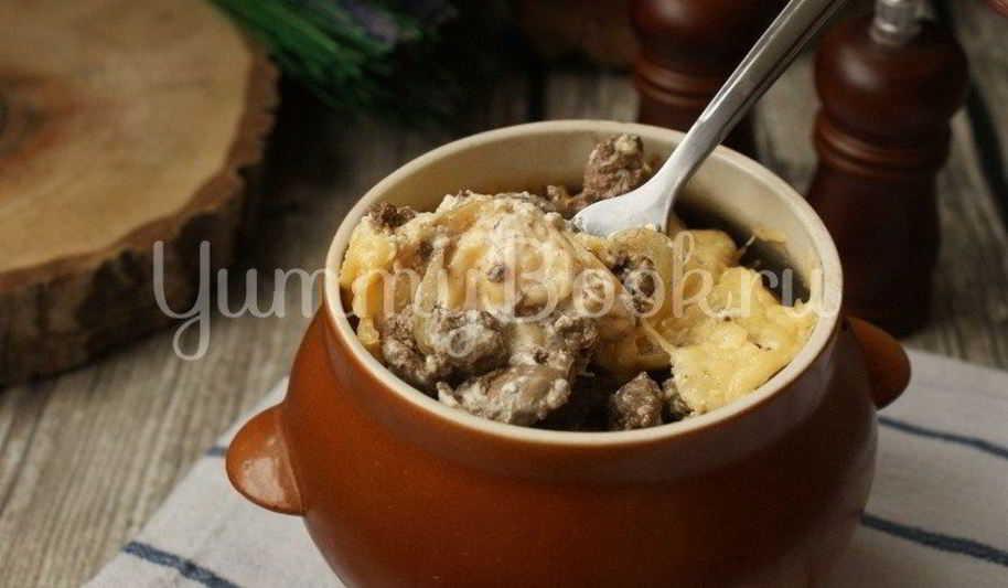 Рецепт куриная печень с сыром в горшочке