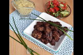 Куриная печень в сметанно-горчичном соусе