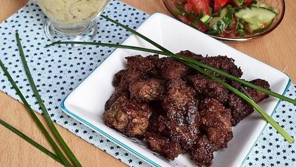 ШАГ 8. куриная печень в сметанно-горчичном соусе