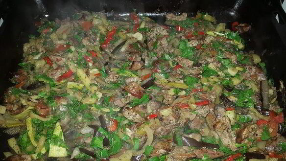 ШАГ 7. куриная печень, запеченная с овощами