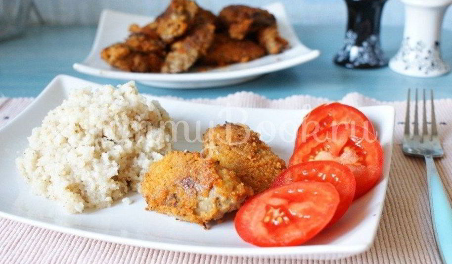 Рецепт куриная печень, жареная в панировочных сухарях