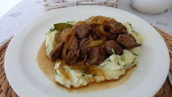 ШАГ 4. куриная печенка в силане с пюре