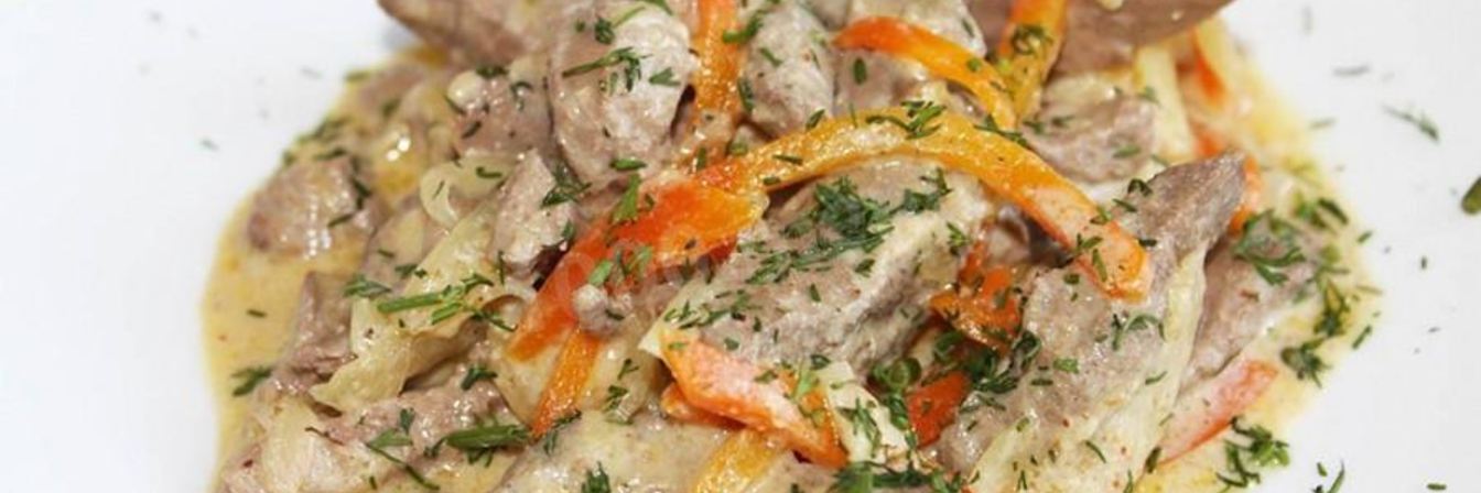 Печень кролика в сметане