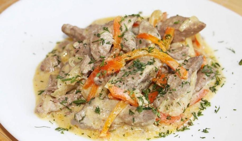 Рецепт печень кролика в сметане