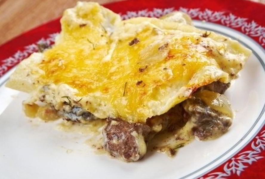 Печень по-царски с грибами