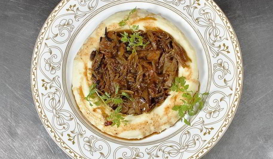 Рецепт печень по-венециански c пюре