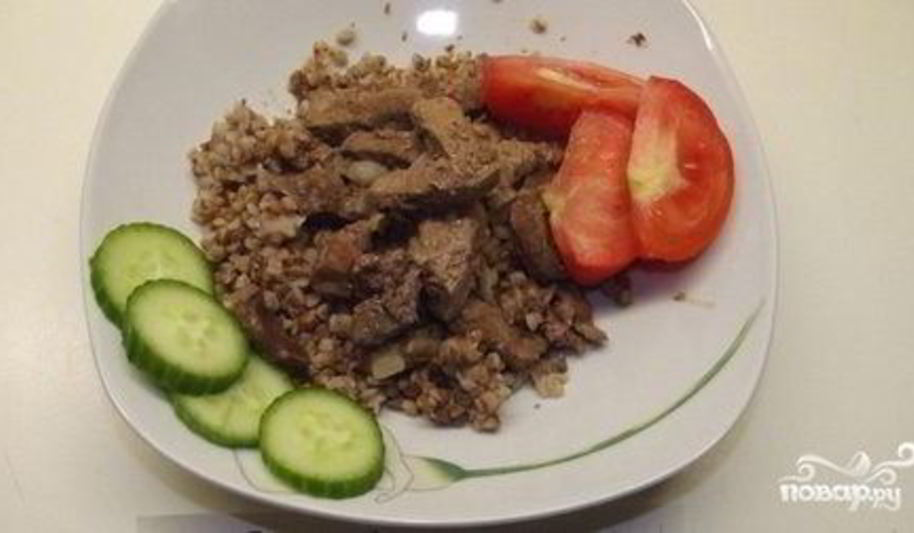 Рецепт печень с гречкой