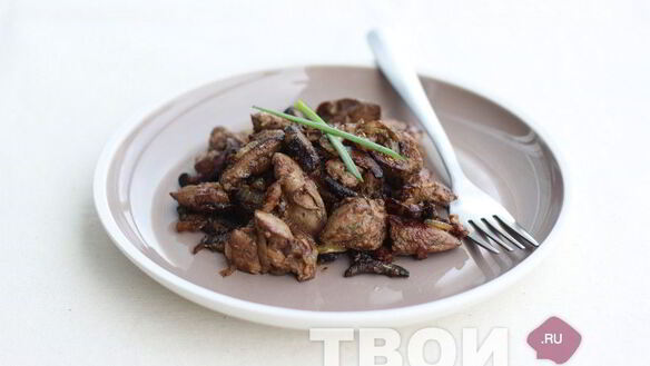 ШАГ 6. печень с грибами