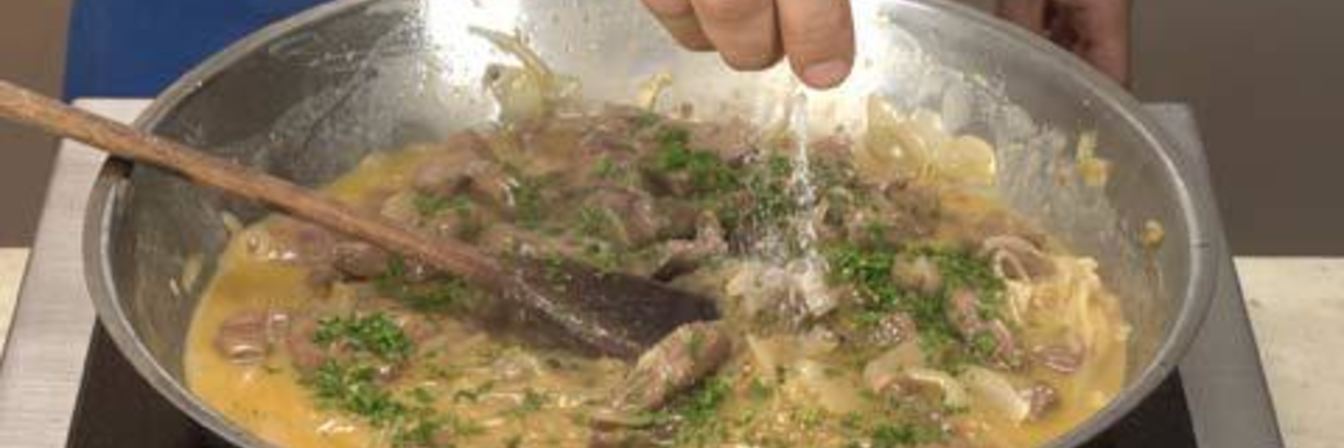 Печень с полентой