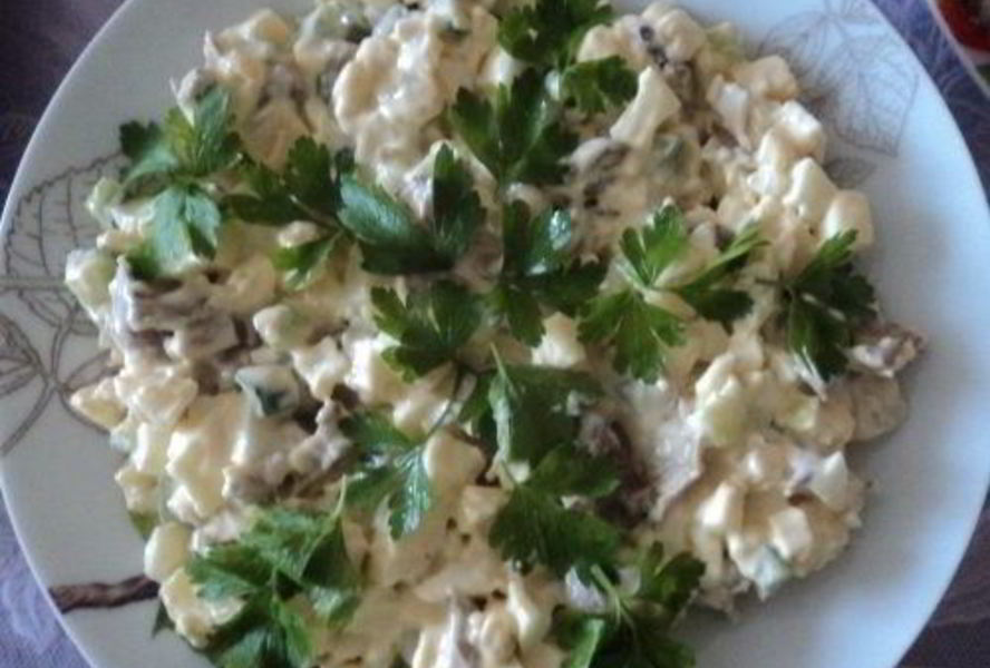 Печень с вешенками