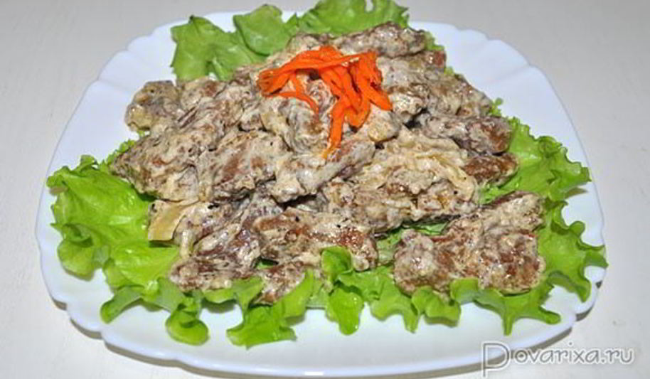 Рецепт печень в сметанно-горчичном соусе