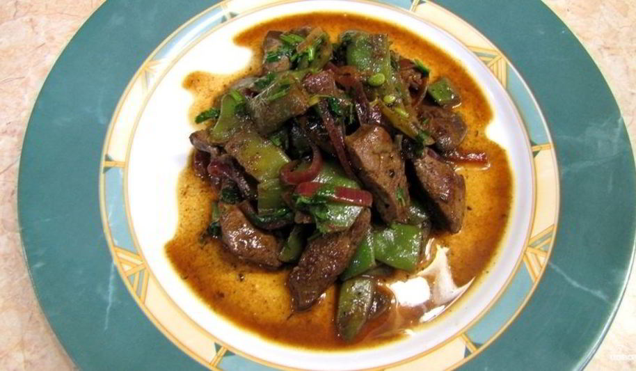 Рецепт печенка на сковороде