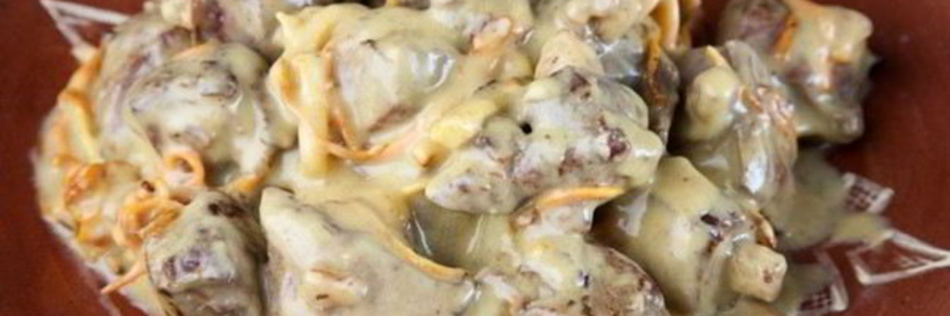 Сочная куриная печень в сырном соусе