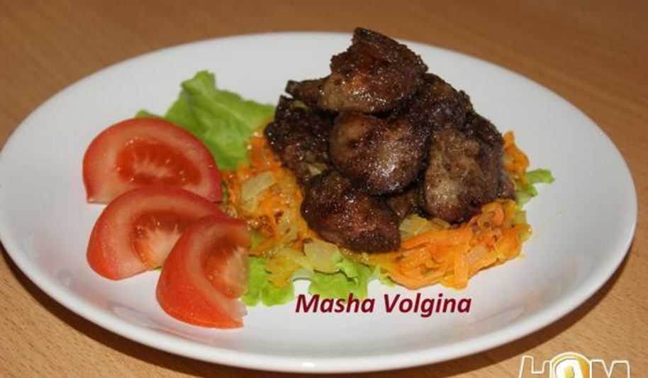 Рецепт жареная куриная печень с сердечками