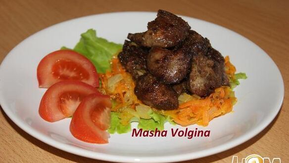 ШАГ 7. жареная куриная печень с сердечками