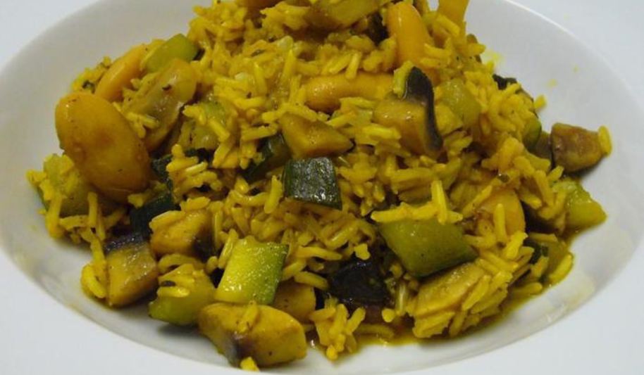 Рецепт паэлья ди вердура с цукини, фасолью и шампиньонами
