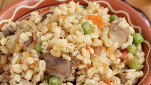 ШАГ 7. паэлья из перловой крупы и лесных грибов