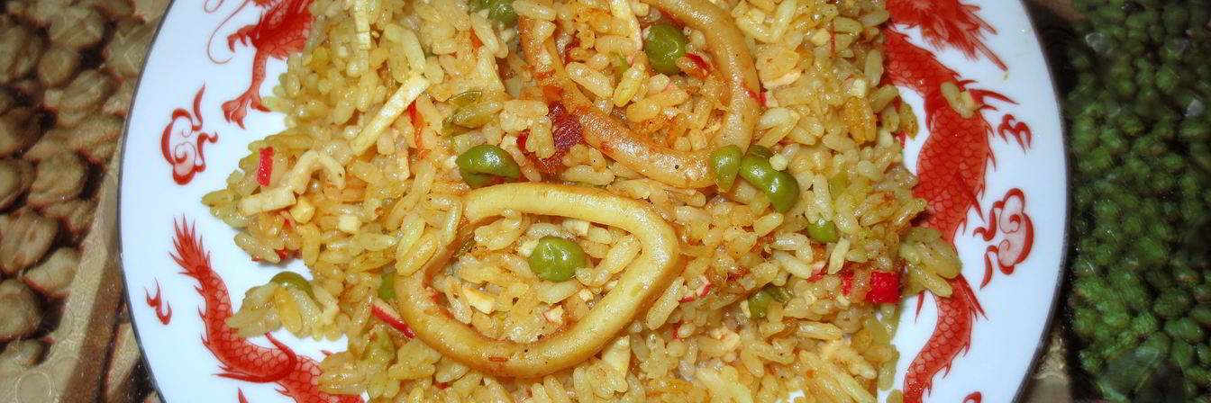 Паэлья с кальмарами в пиве