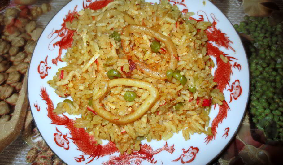 Рецепт паэлья с кальмарами в пиве