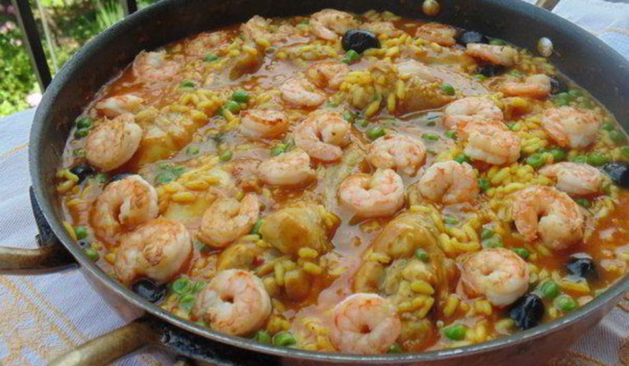 Рецепт паэлья в стиле море и земля