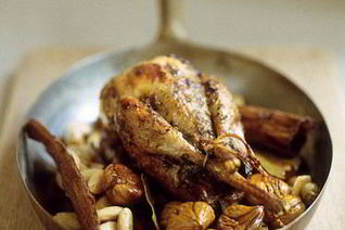 Перепелка с каштанами и иранским пловом