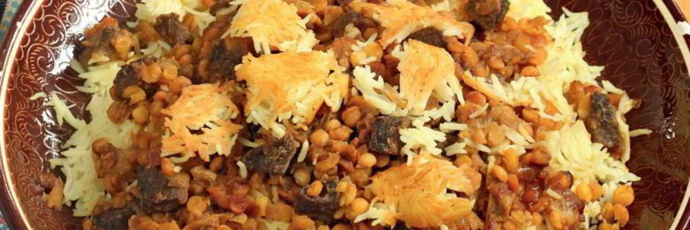 Плов с бараниной и айвой