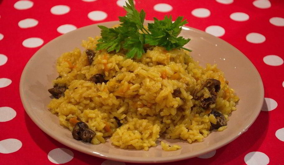 Рецепт плов с белыми грибами