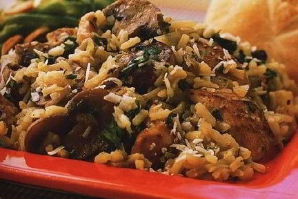 Плов с курицей и грибами