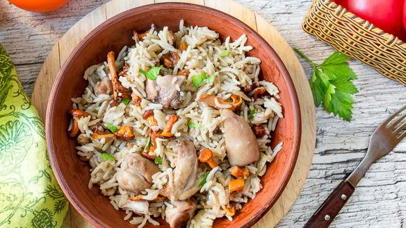 ШАГ 10. плов с курицей и лисичками