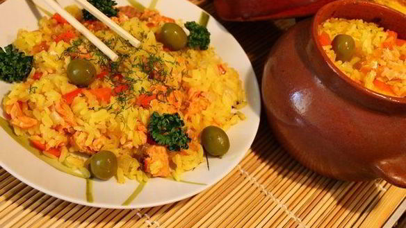 ШАГ 13. плов с рыбой в горшочке