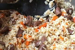 Плов с сердечками куриными