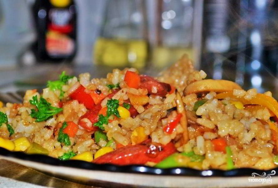 Постный плов с овощами