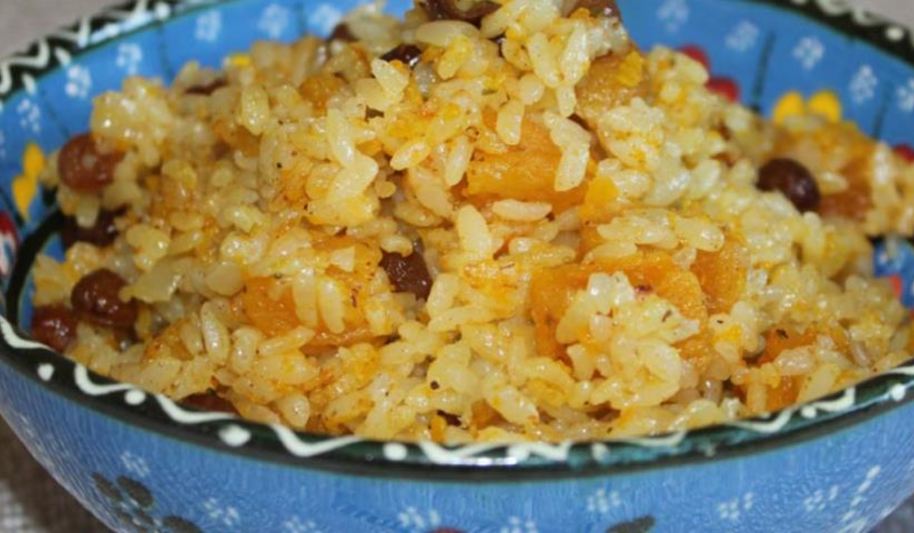 Рецепт сладкий плов с тыквой и сухофруктами