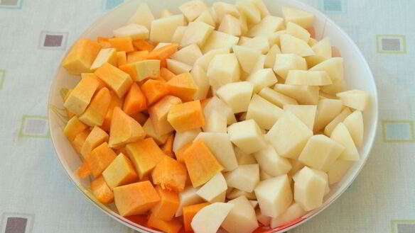 ШАГ 2. пюре из тыквы и картофеля