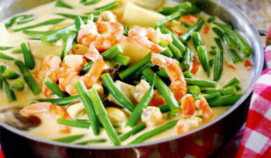 Рецепт фрикасе из креветок с зеленой фасолью